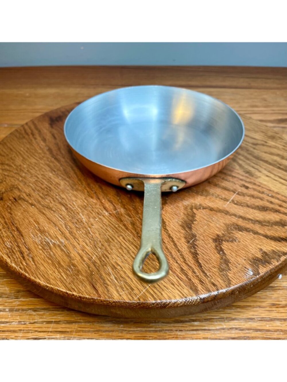 Vintage Copper  Frying Pan (7.5 diameter) With Brass Handle - Picture 5 of 14